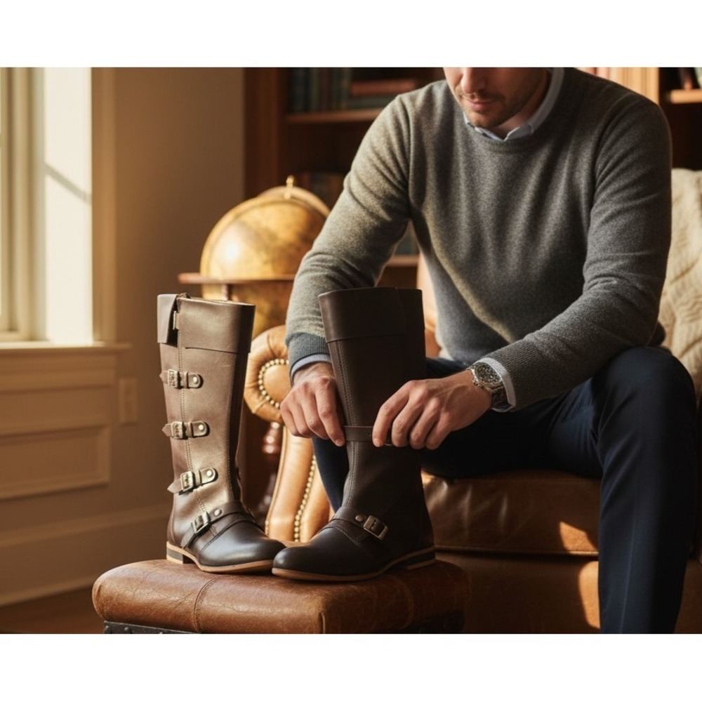 Medieval Leather Boots 4 Buckle |‎ Renaissance Inspired Loafer Boot | Halloween